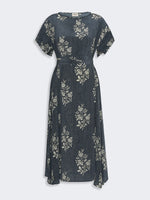 Printed Silk Crepe De Chine Dress for Women - Navy - Max Mara KSA