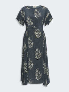 Printed Silk Crepe De Chine Dress for Women - Navy - Max Mara KSA