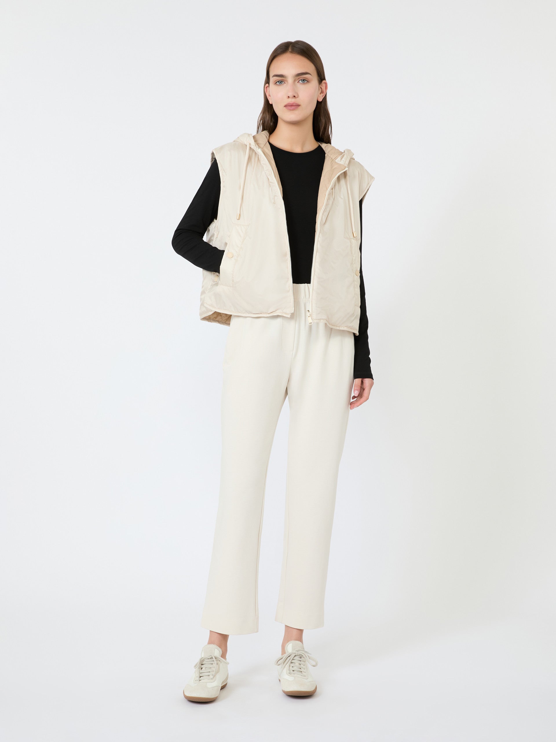 Reversible Water-Repellent Canvas Padded Gilet for Women - Ivory - Max Mara KSA