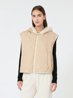 Reversible Water-Repellent Canvas Padded Gilet for Women - Ivory - Max Mara KSA
