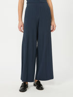 Plissé-Pleated Viscose Yarn Trousers for Women - Navy - Max Mara KSA