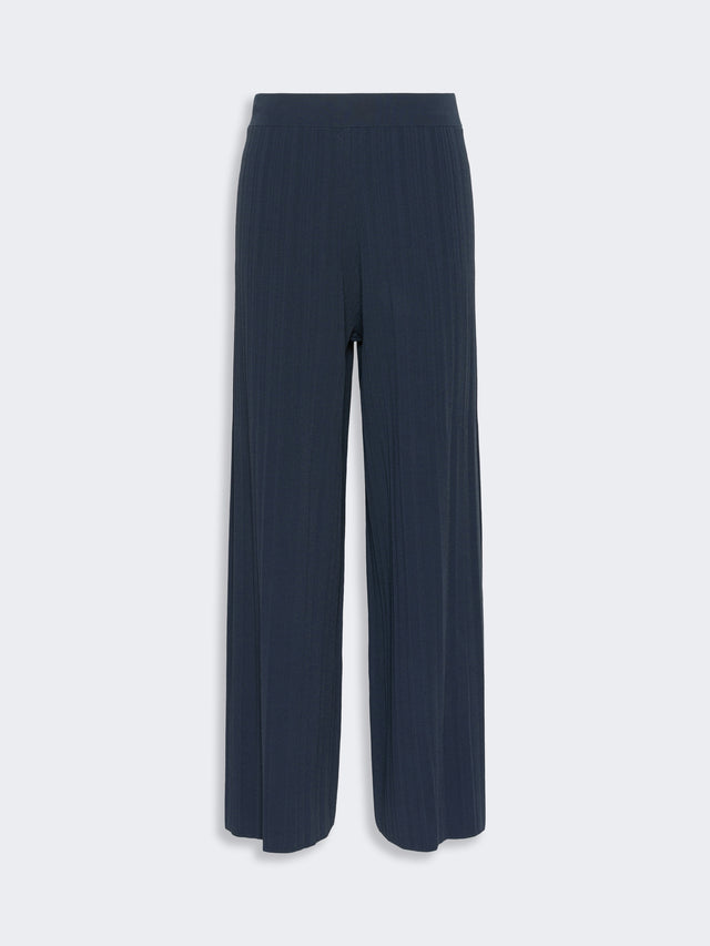 Plissé-Pleated Viscose Yarn Trousers for Women - Navy - Max Mara KSA