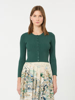 Fine Rib-Knit Viscose Yarn Cardigan for Women - Green - Max Mara KSA
