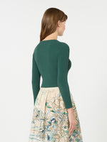 Fine Rib-Knit Viscose Yarn Cardigan for Women - Green - Max Mara KSA