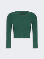 Fine Rib-Knit Viscose Yarn Cardigan for Women - Green - Max Mara KSA