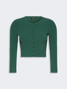 Fine Rib-Knit Viscose Yarn Cardigan for Women - Green - Max Mara KSA