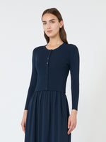 Fine Rib-Knit Viscose Yarn Cardigan for Women - Navy - Max Mara KSA