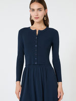 Fine Rib-Knit Viscose Yarn Cardigan for Women - Navy - Max Mara KSA
