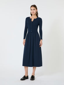 Fine Rib-Knit Viscose Yarn Cardigan for Women - Navy - Max Mara KSA