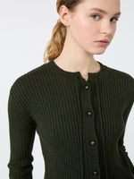 Ribbed Wool Cardigan for Women - Moss Green - Max Mara KSA