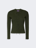 Ribbed Wool Cardigan for Women - Moss Green - Max Mara KSA