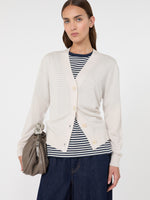 Wool, Silk And Cashmere V-Neck Cardigan for Women - Ivory - Max Mara KSA