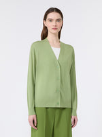 Wool, Silk And Cashmere V-Neck Cardigan for Women - Green - Max Mara KSA