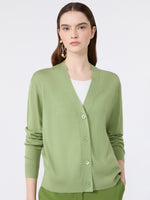 Wool, Silk And Cashmere V-Neck Cardigan for Women - Green - Max Mara KSA