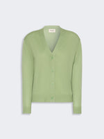 Wool, Silk And Cashmere V-Neck Cardigan for Women - Green - Max Mara KSA
