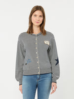 Inlay-Detail Cotton Yarn Cardigan for Women - Navy - Max Mara KSA