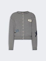 Inlay-Detail Cotton Yarn Cardigan for Women - Navy - Max Mara KSA