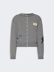 Inlay-Detail Cotton Yarn Cardigan for Women - Navy - Max Mara KSA