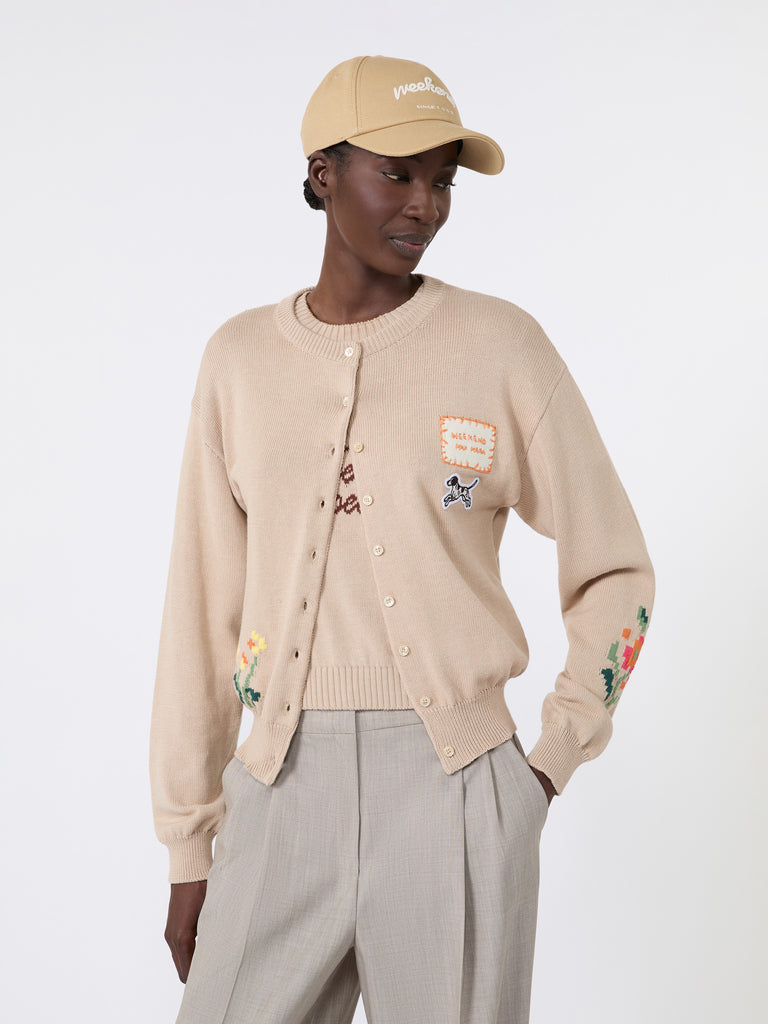 max mara inlay-detail cotton yarn cardigan