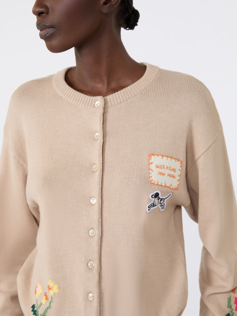 max mara inlay-detail cotton yarn cardigan