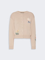 Inlay-Detail Cotton Yarn Cardigan for Women - Sand - Max Mara KSA