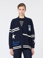 Jacquard Wool Cardigan for Women - Ultramarine - Max Mara KSA
