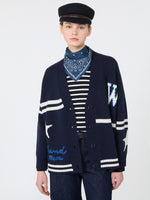 Jacquard Wool Cardigan for Women - Ultramarine - Max Mara KSA