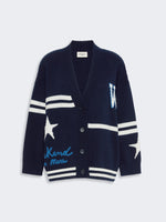 Jacquard Wool Cardigan for Women - Ultramarine - Max Mara KSA