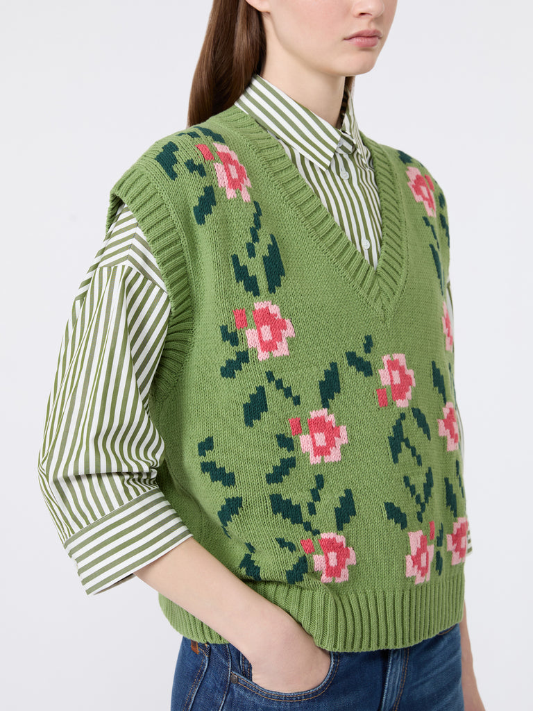 max mara inlaid cotton-blend gilet