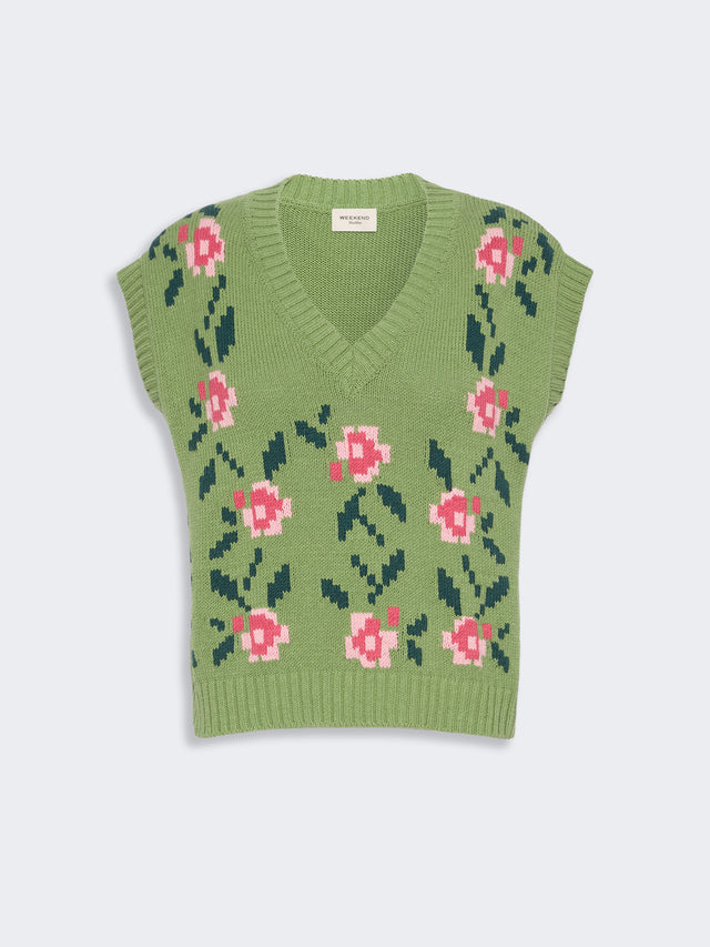 Inlaid Cotton-Blend Gilet for Women - Green - Max Mara KSA