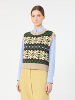 Jacquard Wool Yarn Gilet for Women - Green - Max Mara KSA