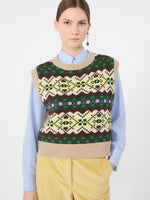 Jacquard Wool Yarn Gilet for Women - Green - Max Mara KSA