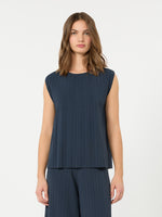 Plissé-Pleated Viscose Yarn Sweater for Women - Navy - Max Mara KSA