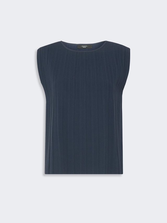 Plissé-Pleated Viscose Yarn Sweater for Women - Navy - Max Mara KSA