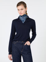 Wool And Cashmere Yarn Polo Shirt for Women - Navy - Max Mara KSA
