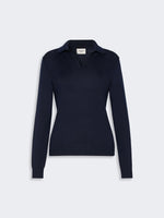 Wool And Cashmere Yarn Polo Shirt for Women - Navy - Max Mara KSA