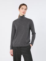 Wool And Silk Knit Turtleneck for Women - Dark Grey - Max Mara KSA