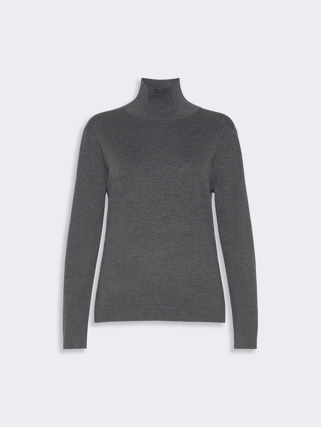Wool And Silk Knit Turtleneck for Women - Dark Grey - Max Mara KSA