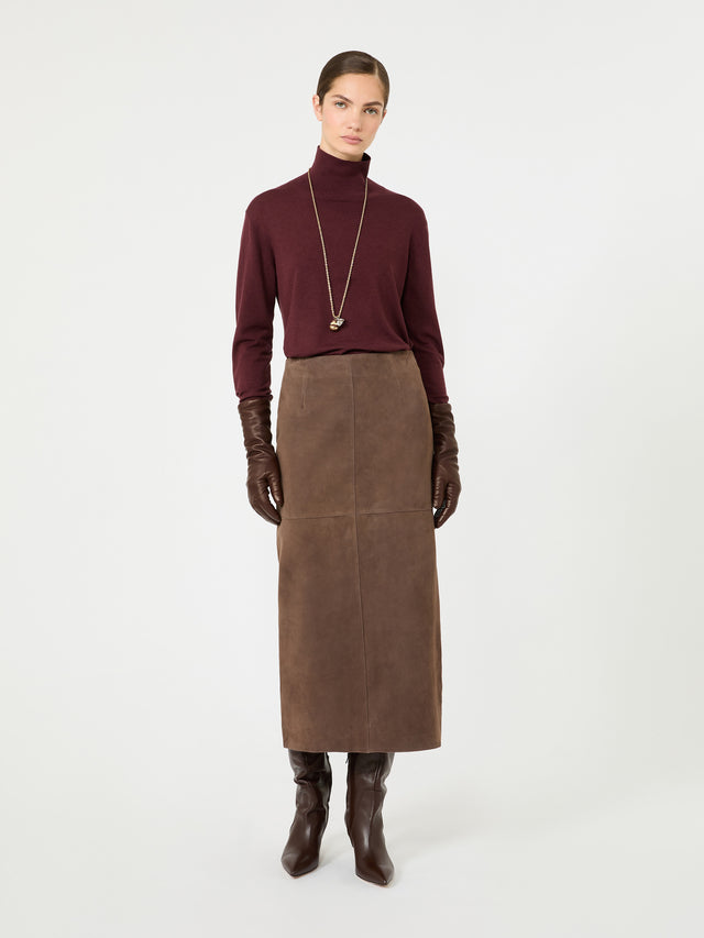 Wool And Silk Knit Turtleneck for Women - Bordeaux - Max Mara KSA