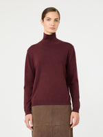 Wool And Silk Knit Turtleneck for Women - Bordeaux - Max Mara KSA