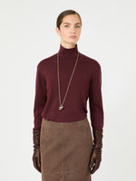 Wool And Silk Knit Turtleneck for Women - Bordeaux - Max Mara KSA