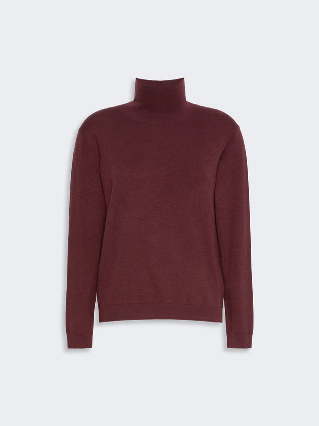 Wool And Silk Knit Turtleneck for Women - Bordeaux - Max Mara KSA
