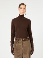 Wool And Silk Knit Turtleneck for Women - Brown - Max Mara KSA