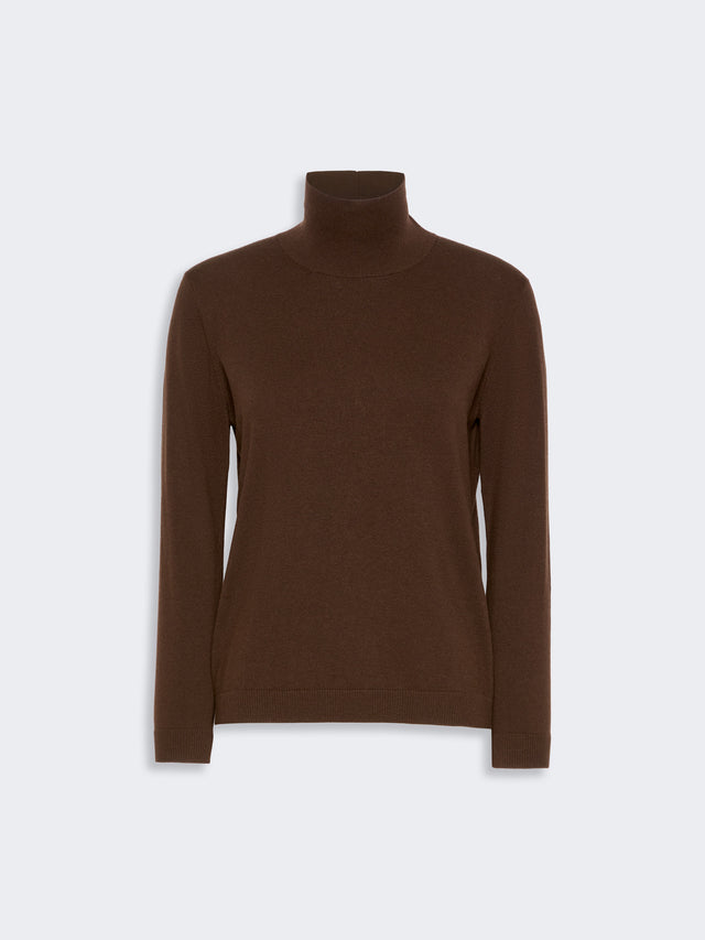 Wool And Silk Knit Turtleneck for Women - Brown - Max Mara KSA