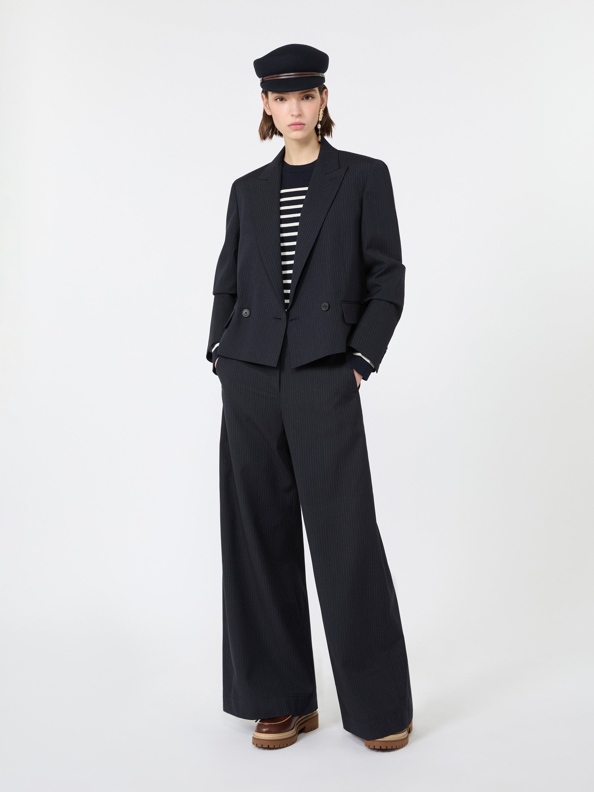 Silk And Wool Yarn Sweater for Women - Navy - Max Mara KSA