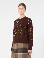 Embroidered Wool Sweater for Women - Dark Brown - Max Mara KSA