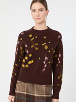 Embroidered Wool Sweater for Women - Dark Brown - Max Mara KSA