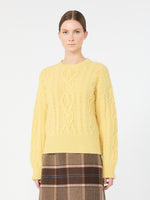 Cable Knit Wool Yarn Jumper for Women - Honey - Max Mara KSA