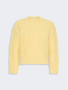 Cable Knit Wool Yarn Jumper for Women - Honey - Max Mara KSA