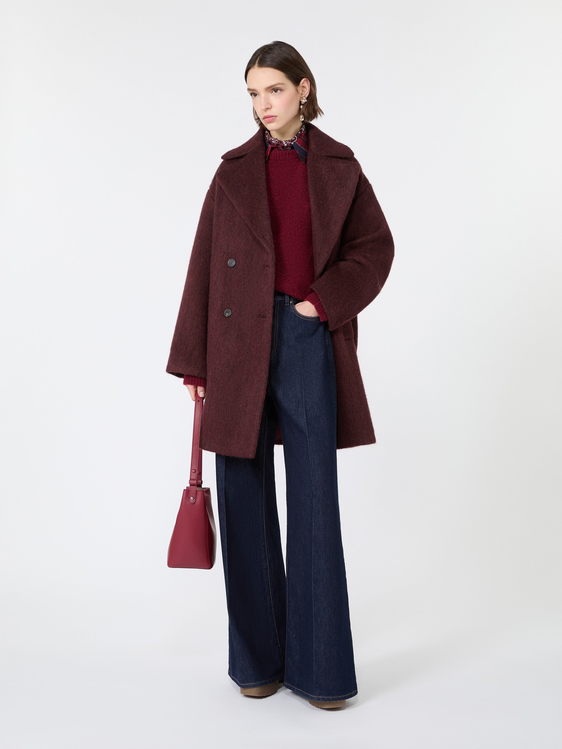 Alpaca And Wool Blend Sweater for Women - Bordeaux - Max Mara KSA